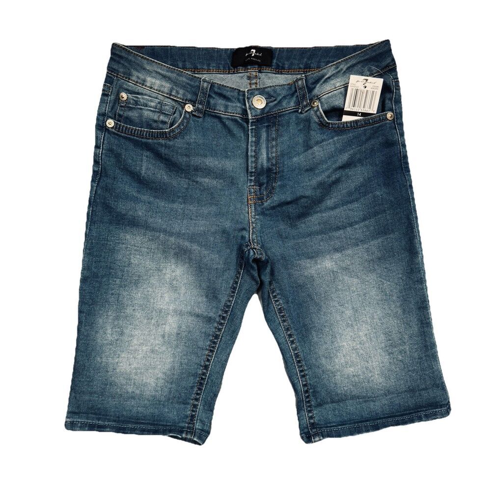 7 For All Mankind Bermuda Shorts Girls 14 W26 Inseam 9.5 Blue Adjustable Stretch